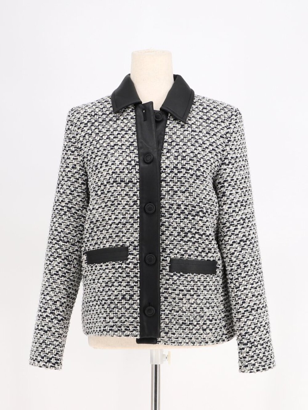 NWT TALBOTS Faux Leather Tweed Jacket Size 6